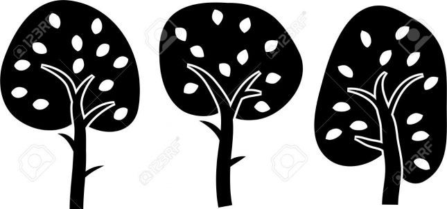 2682329-Isol-un-dessin-noir-et-blanc-d-une-rang-e-d-arbres--Banque-dimages