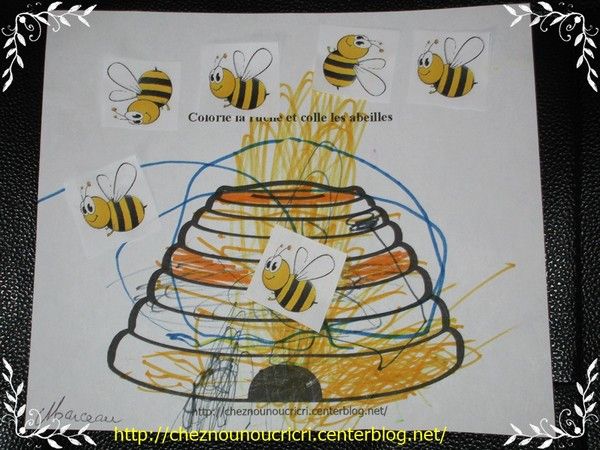 les abeilles " coloriage/collage"